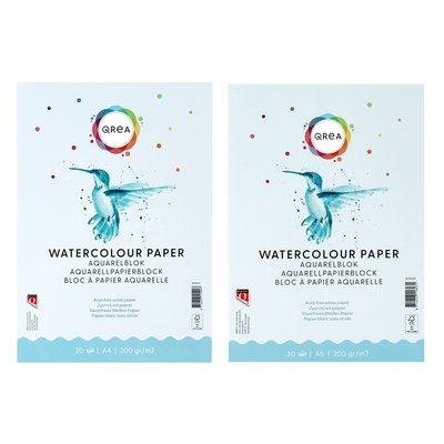Aquarelblok Qrea A4 20vel 200gr gelijmd