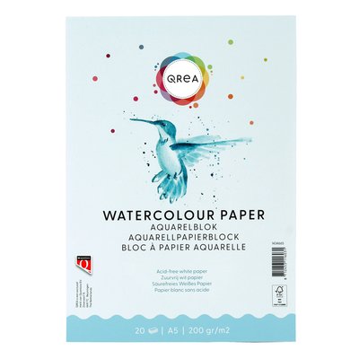Aquarelblok Qrea A5 20vel 200gr gelijmd
