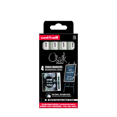 Krijtstift Uni-ball chalk rond 1.8-2.5mm wit 4 stuks