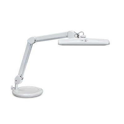 Lampe de travail MAULintro LED dimmable sur socle blanc
