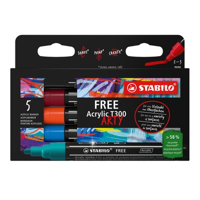 Acrylmarker STABILO Free Acrylic T300 Urban assorti 5 stuks