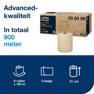 Handdoekrol Tork H1 Matic Advanced 2-laags 150m naturel 290099