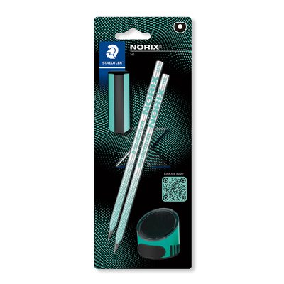 Crayon Staedtler Norix HB blister 2 pièces vert-noir