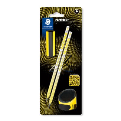 Potlood Staedtler Norix HB blister à 2 stuks zwart-geel