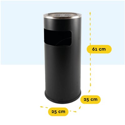 Poubelle avec cendrier BRASQ 11L AT500 noir
