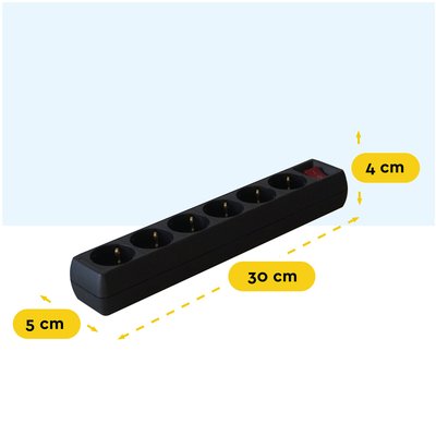 Multiprise BRASQ 6 prises 5 mètres noir