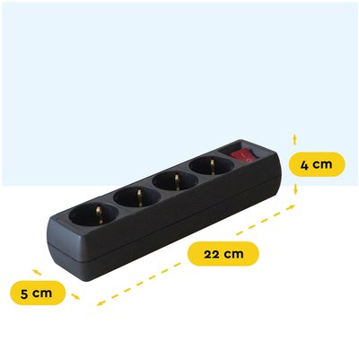 Multiprise BRASQ 4 prises 5 mètres noir