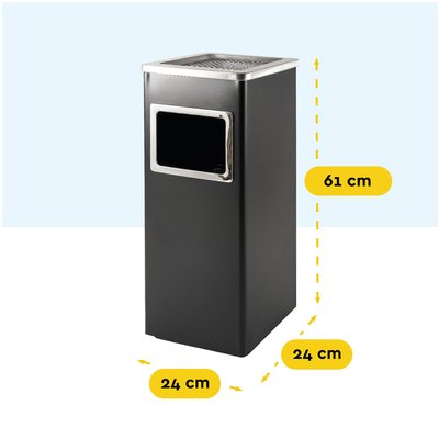 Poubelle avec cendrier BRASQ 16L AT600 noir