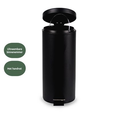 Pedaalemmer BRASQ 30 liter zwart