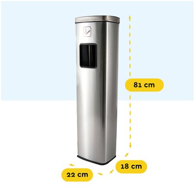 Afvalbak met asbak BRASQ 20 liter AT400 rvs