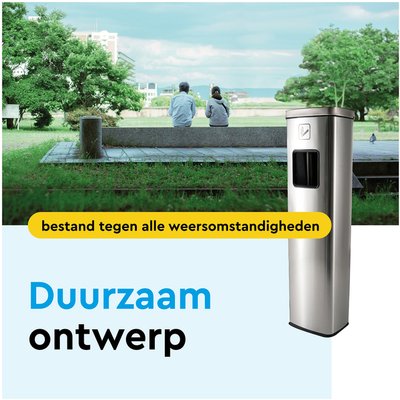 Afvalbak met asbak BRASQ 20 liter AT400 rvs
