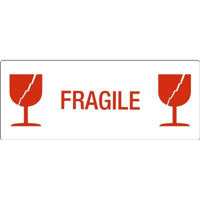 Etiquette d'avertissement IEZZY Verre/Fragile 150x60mm 500 pièces
