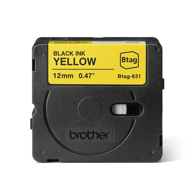 Labeltape Brother P-touch Btag-631 standaard 12mm zwart op geel
