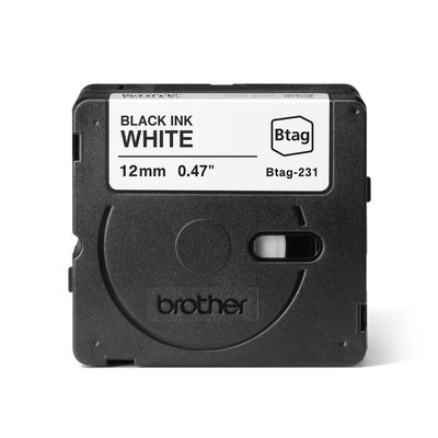 Labeltape Brother P-touch Btag-231 standaard 12mm zwart op wit