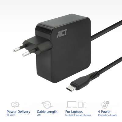 Laptop Oplader ACT USB-C Power Delivery 65W 2mtr