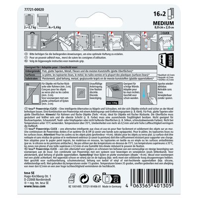 Adhésif tesa Powerstrips Click Medium 16 paires blanc