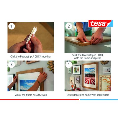 Adhésif tesa Powerstrips Click Medium 16 paires blanc