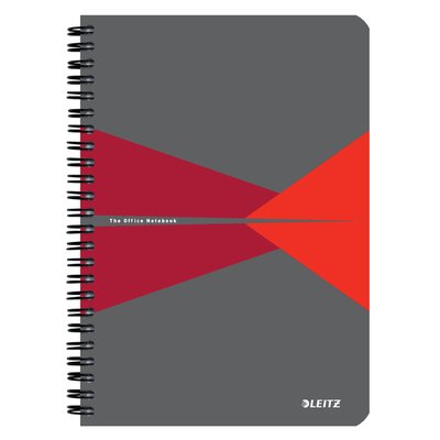 Cahier Leitz Office A5 ligné 180 pages 80g gris rouge