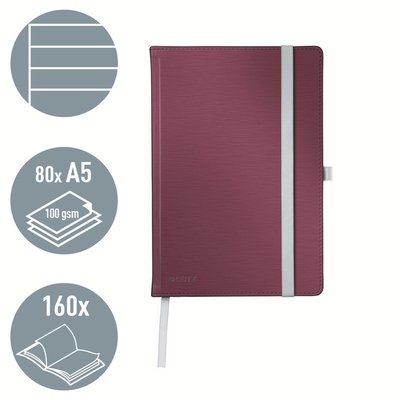 Carnet de notes Leitz Style A5 ligné 160 pages 100g rouge