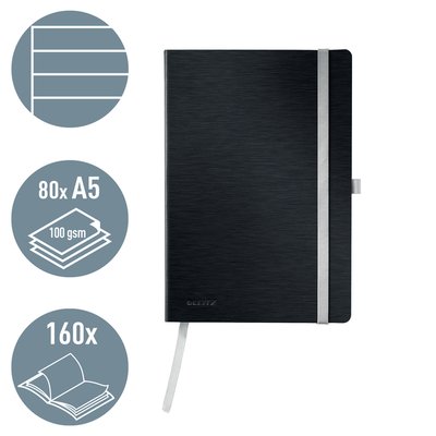 Carnet de notes Leitz Style A5 ligné 160 pages 100g noir