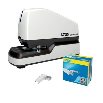 Agrafeuse Rapid Optima 60E électrique sans contact 60 feuilles blanc/noir