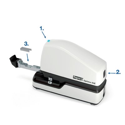 Agrafeuse Rapid Optima 60E électrique sans contact 60 feuilles blanc/noir