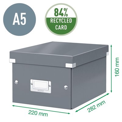 Opbergdoos Leitz Click & Store WOW klein gerecycled karton 200x148x250mm zwart
