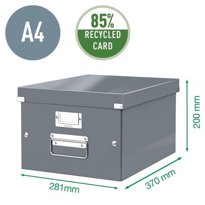 Opbergdoos Leitz Click & Store WOW middel gerecycled karton 281x200x370mm zwart