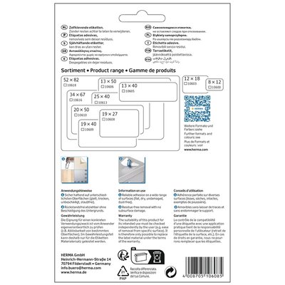 Etiket HERMA 10608 19x27mm verwijderbaar wit 720 stuks