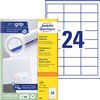 Etiket Avery 3658 64.6x33.8mm wit 2400 stuks foto