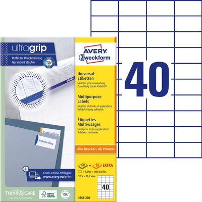Etiquette Avery 3651-200 52,5x29,7mm blanc 8000 pièces