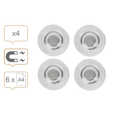 Glasbordmagneet Nobo extra sterk 32mm transparant 4 stuks