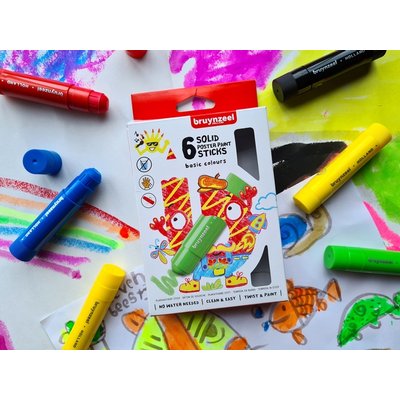 Verfstift Bruynzeel Kids assorti basis 6 stuks
