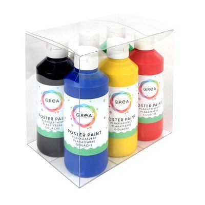 Plakkaatverf Qrea set à 6 standaard kleuren 250ml