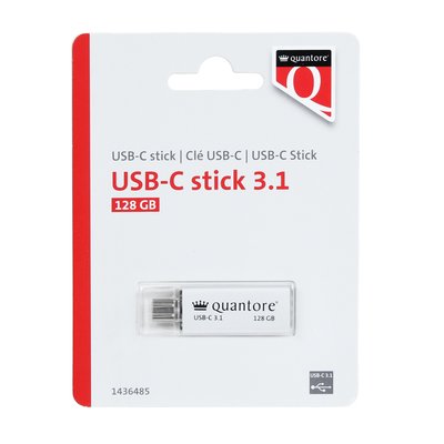 USB stick 3.1 Quantore USB-C 128GB zilver