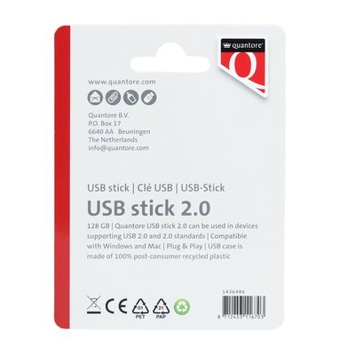 USB stick 2.0 Quantore USB-A 128GB zwart