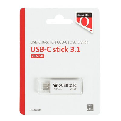 USB stick 3.1 Quantore USB-C 256GB zilver
