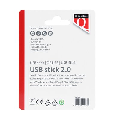 USB stick 2.0 Quantore USB-A 16GB zwart