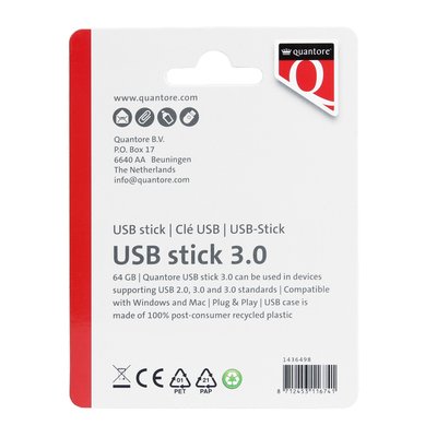 USB stick 3.0 Quantore USB-A 64GB zwart