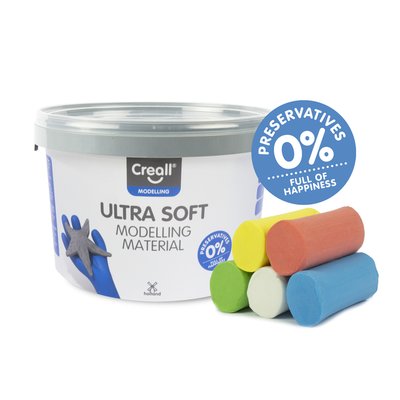 Pâte à modeler Creall Play-it Ultra Soft Rouge/Bleu/Vert/Jaune/Blanc 1100g