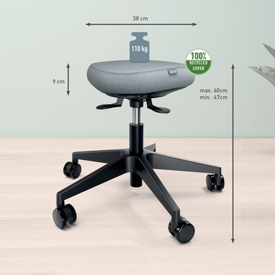Tabouret Assis Leitz Ergo avec roulettes et siège oscillant