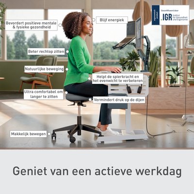 Tabouret Assis Leitz Ergo avec roulettes et siège oscillant