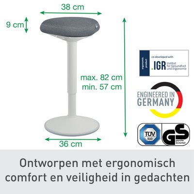 Tabouret Debout Leitz Ergo Active avec réglage pneumatique 57-82cm