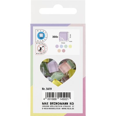 Mozaieksteentjes Folia 10x10mm glas pastel assorti