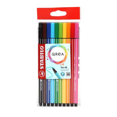 Feutre STABILO Pen 68/10 Qrea Edition Medium assorti 10 pièces