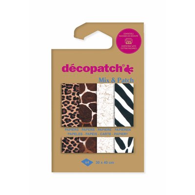 Papier Hobby Décopatch 30x40cn set 4 feuilles peaux de bêtes