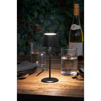 Lampe de table Securit MonteCarlo LED rechargeable dimmable noir
