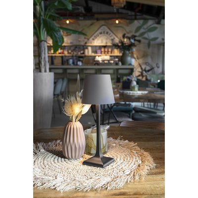 Lampe de table Securit Milano LED rechargeable dimmable taupe-noir