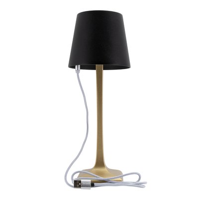 Lampe de table Securit Roma LED rechargeable dimmable noir-or