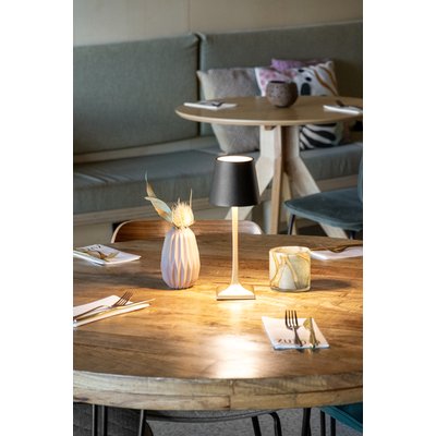 Lampe de table Securit Roma LED rechargeable dimmable noir-or